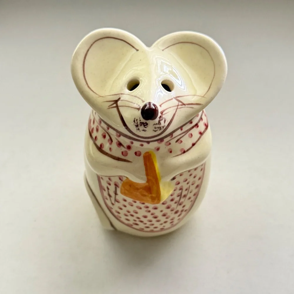 Vintage NS Gustin Mouse Cheese Shaker‎ Hand Painted 5